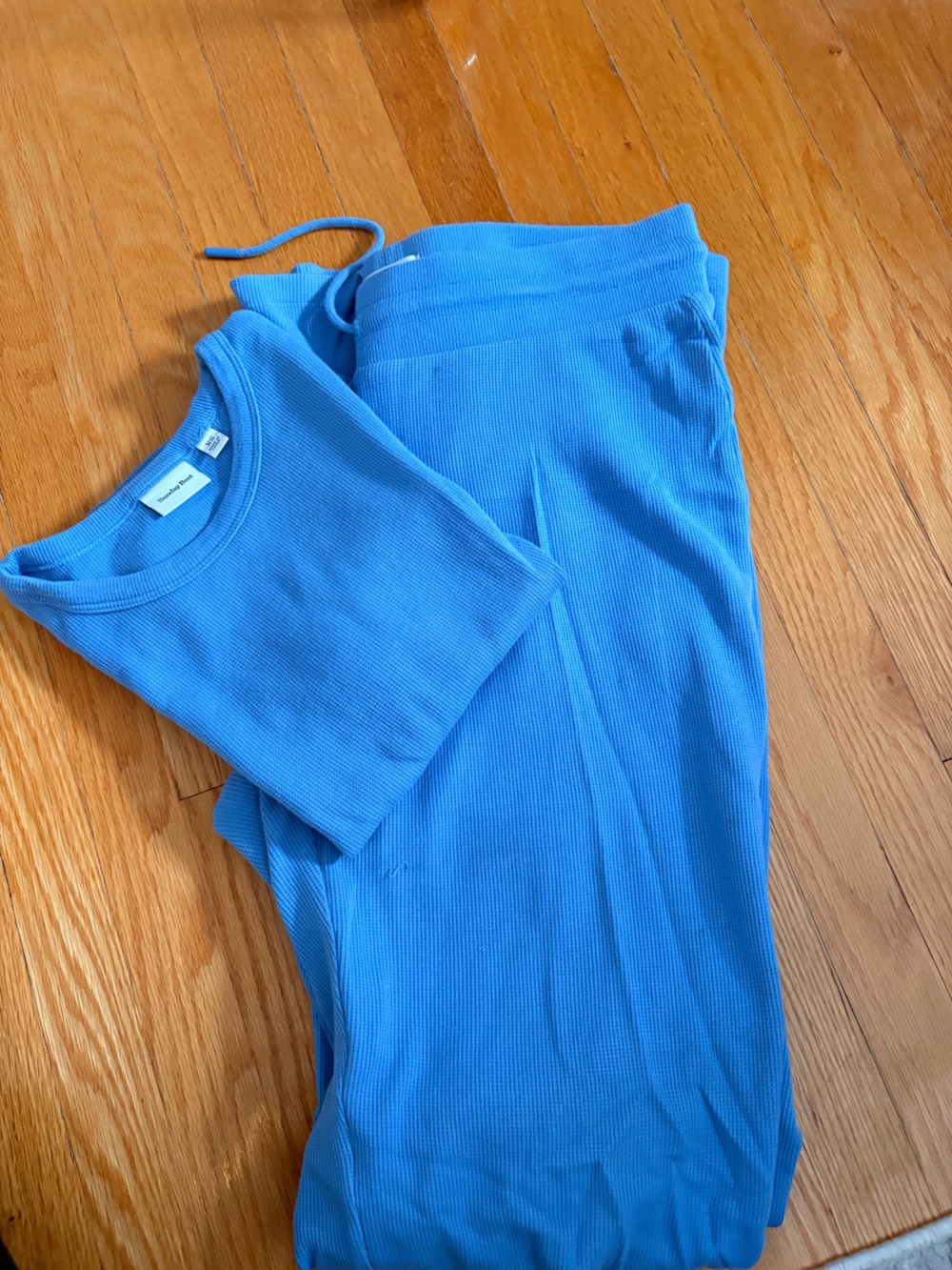 Aritiza Sunday Best Blue Waffle-Knit lounge set